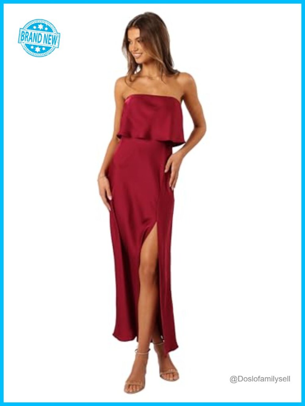 Strapless Midi Dress Sleeveless Cocktail Evening Party